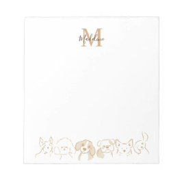 Goldneutraler Pop Hundeschema Elegantes Monogramm Notizblock