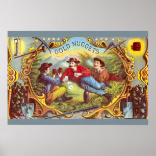 Goldnuggets: Antike Zigarrenetikett Wild West Art Poster