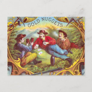 Goldnuggets: Antike Zigarrenetiketten-Wild-West-Ku Postkarte