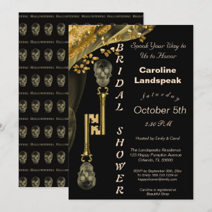 Goldnuggets & Schleier, Skeleton Keys Hallowedding Einladung