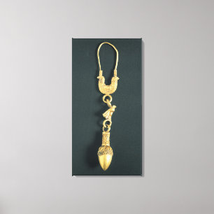 Goldohrring mit Tropfen-förmigem Anhänger in der Leinwanddruck
