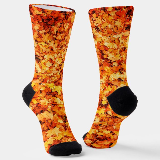 Goldorange herbstliche Ahornblätter Socken (Gewinkelt)