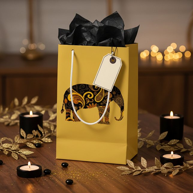 Goldpaisley-Elefant Kleine Geschenktüte (Von Creator hochgeladen)