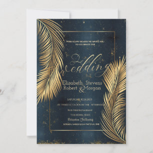 Goldpalm Blätter Beach Wedding Einladung