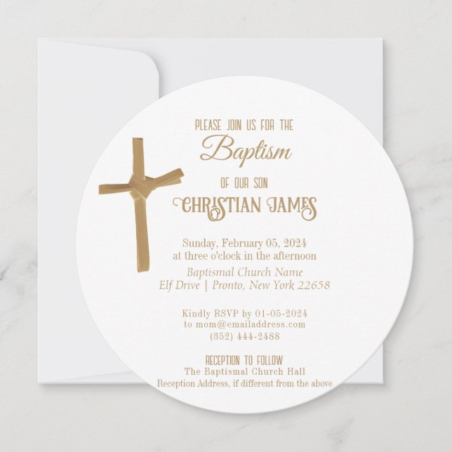Goldpalm Cross Personalisierte Taufe Einladung (Vorderseite)