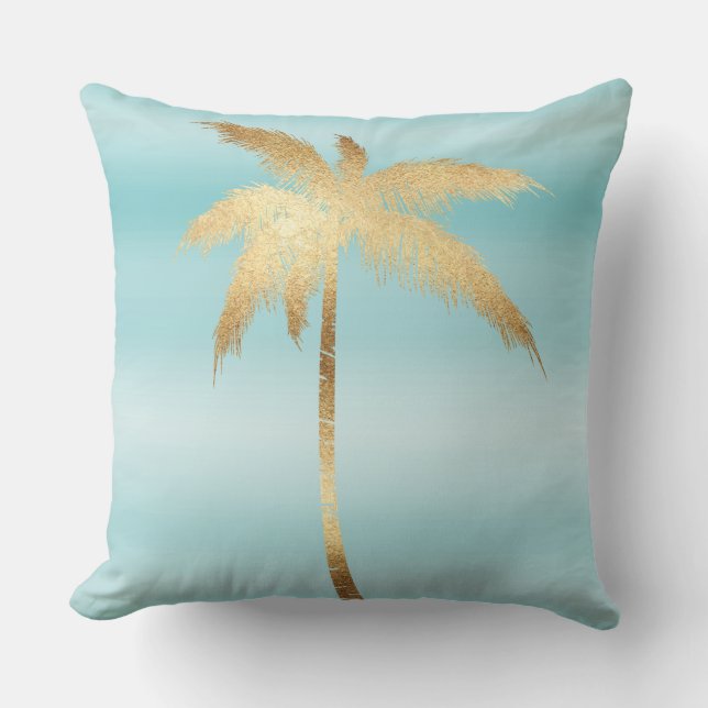 Goldpalm Tree Aqua Ombre   Kissen (Vorderseite)