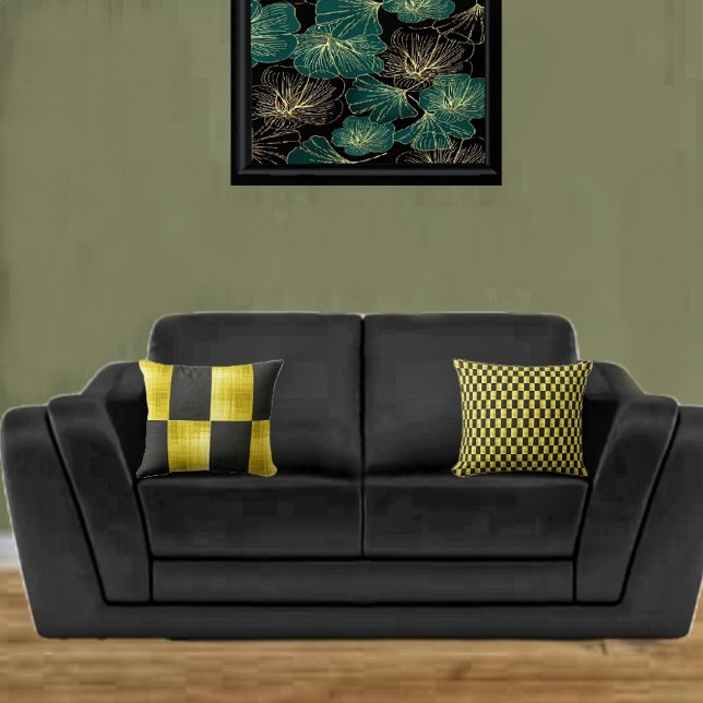 Goldpaneel-Schwarz-IV Kissen (Bring a fresh new look to your sofa, with these two-sided throw pillows!)