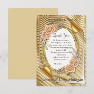 Goldpapier mit eleganten Rose RSVP Karte