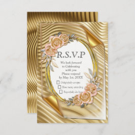Goldpapier mit eleganten Rose RSVP Karte