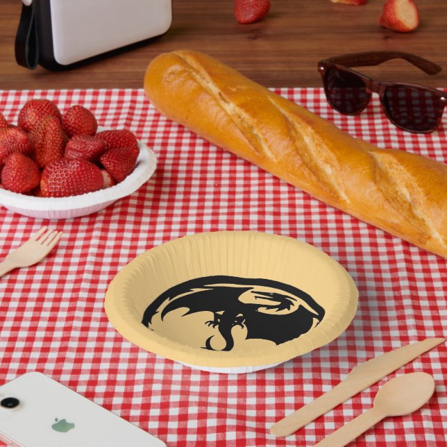 Goldpapierbowle des Schwarzen Drachen Pappteller (Picknick)