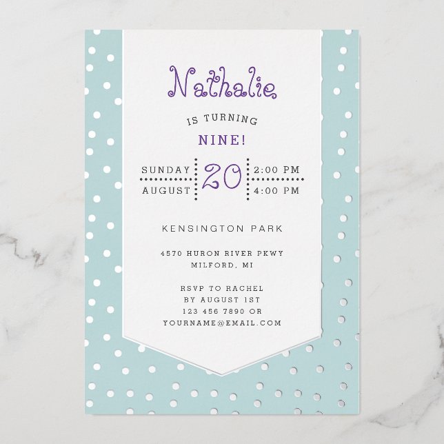 Goldpastete Geburtstagskarte Folieneinladung (Vorderseite)