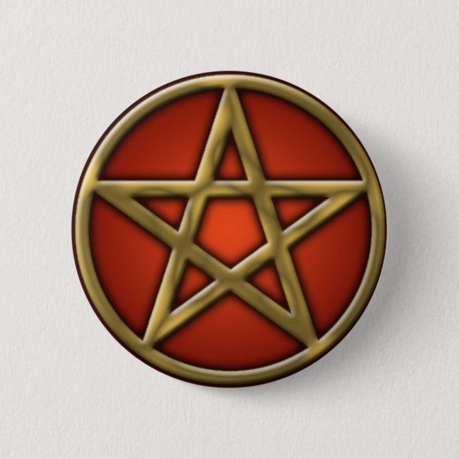 GoldPentagramm auf Feuer Button (Vorderseite)
