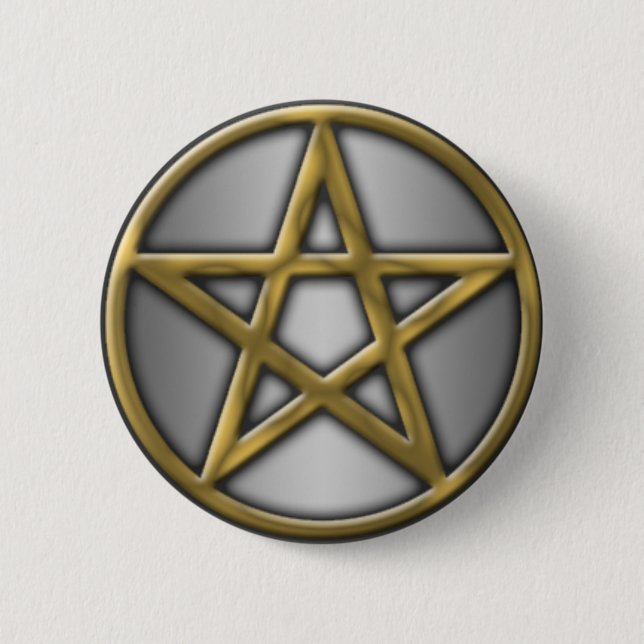 GoldPentagramm auf Silber Button (Vorderseite)