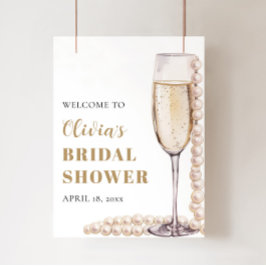 Goldperlen und Prosecco Brautparty Poster