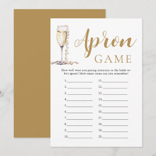 Goldperlen und Prosecco Brautparty Schürzen-Spiel Einladung