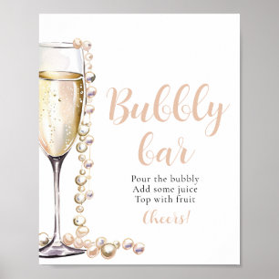 Goldperlen und Prosecco Champagner Bubbly Bar Sign Poster