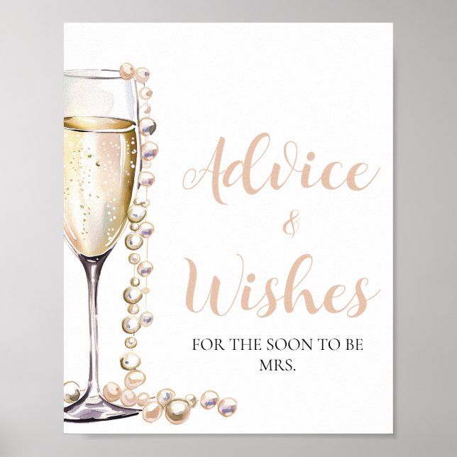 Goldperlen und Prosecco-Rat und Wünsche Unterschri Poster (Vorne)