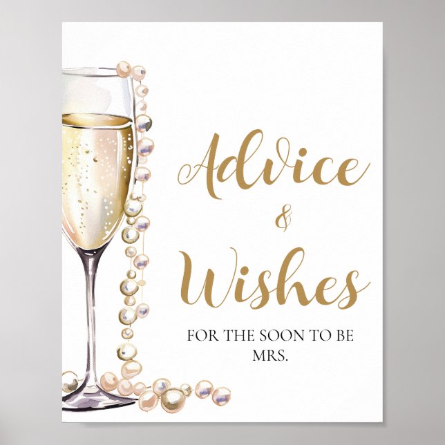 Goldperlen und Prosecco-Rat und Wünsche Unterschri Poster (Vorne)