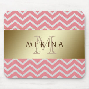 Goldpersonifizieren Zickzack Muster-Monogramm Mousepad