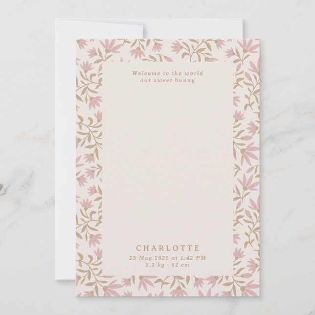 Goldpinke | Geburtsankündigungskarte Einladung (Vorderseite)