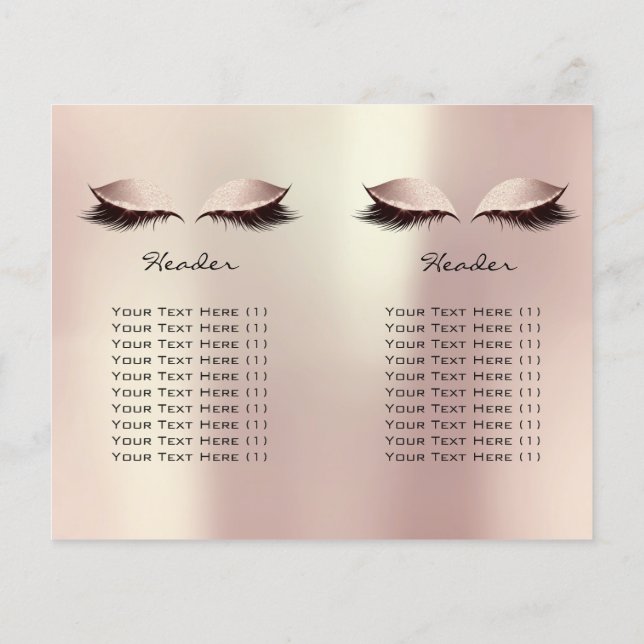 Goldpinke Glitzer Makeup Augen Lash Preise Packung Flyer (Hinten)