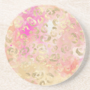 Goldpinzette Leopard Print Getränkeuntersetzer