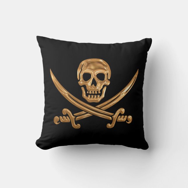 GoldPiratenflagge Kissen (Vorderseite)