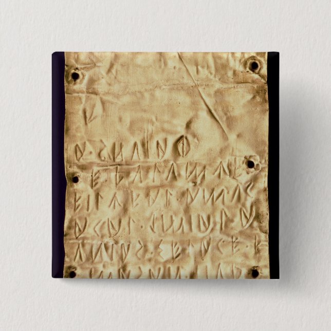 Goldplatte mit "kurzer" Etruscan Aufschrift, von Button (Vorderseite)