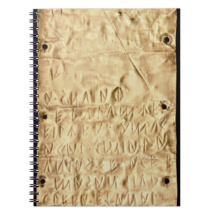 Goldplatte mit "kurzer" Etruscan Aufschrift, von Notizblock