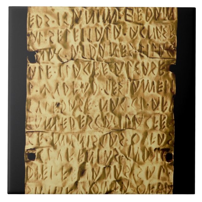Goldplatte mit "langatmiger" Etruscan Aufschrift Fliese (Vorderseite)