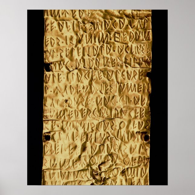 Goldplatte mit "länglicher" etruskischer Aufschrif Poster (Vorne)