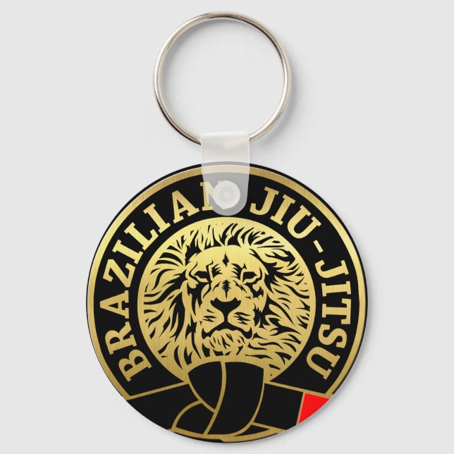 Goldplattierte brasilianische Jiu Jitsu Lion Schlüsselanhänger (Vorderseite)