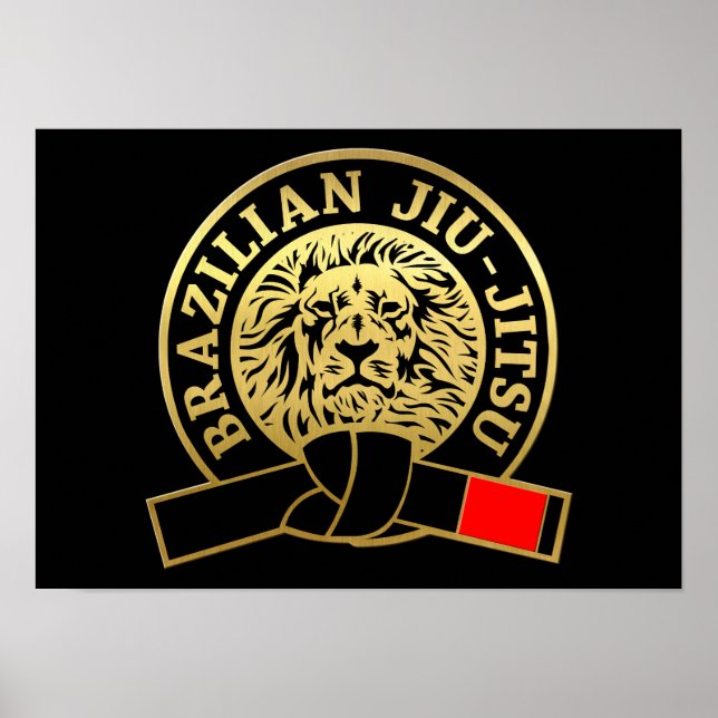 Goldplattierter brasilianischer Jiu-Jitsu-Schwarzg Poster (Vorne)