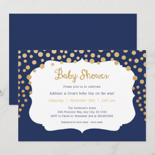 Goldpolka-Dot-Babydusche Einladung