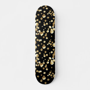 Goldpolka-Punkte auf schwarzem Hintergrund Skateboard