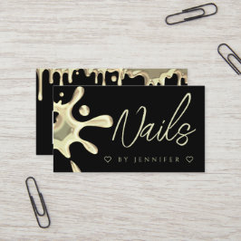 Goldpolnischer Splash-Tropfen Nails QR-Code Schwar Visitenkarte