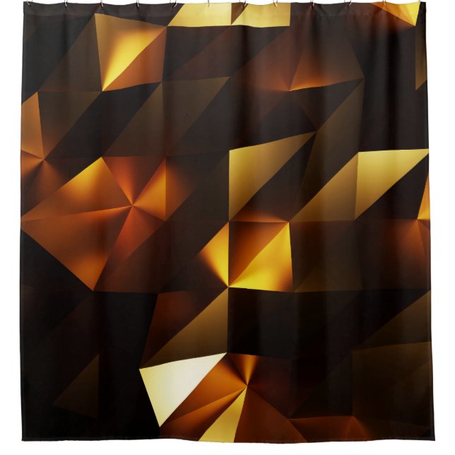 Goldpolygon: 3D Abstrakt Rendering Duschvorhang (Vorderseite)
