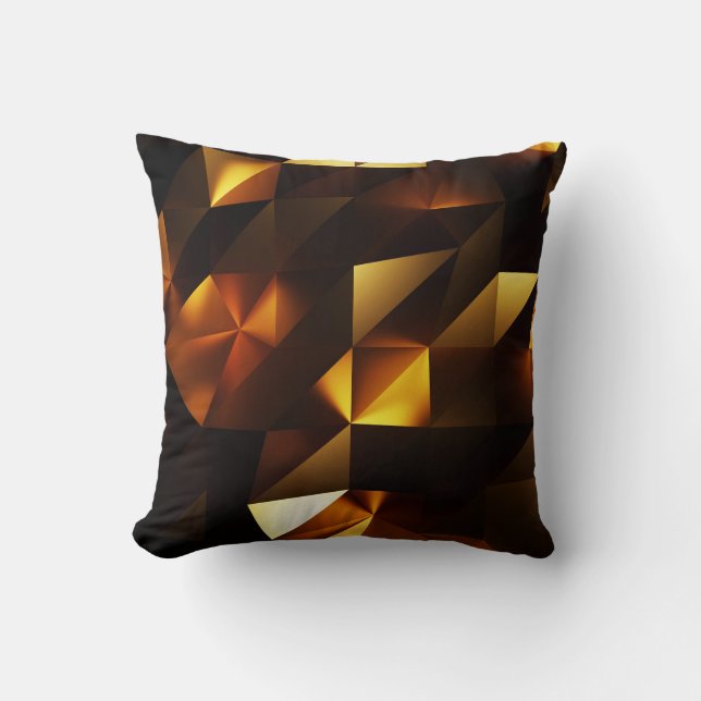 Goldpolygon: 3D Abstrakt Rendering Kissen (Vorderseite)