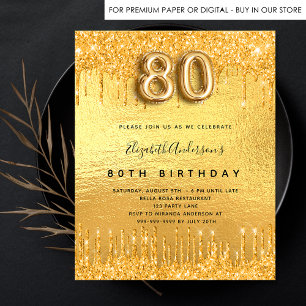 Goldpreis für 80. Geburtstagsparty - Glitzer Flyer