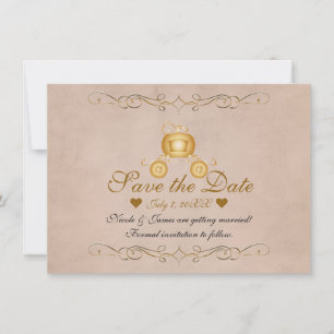 Goldprinzessin Ainderella Carriage Save the Date Einladung