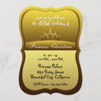 Goldprinzessin Crown Spirals Birthday Einladung