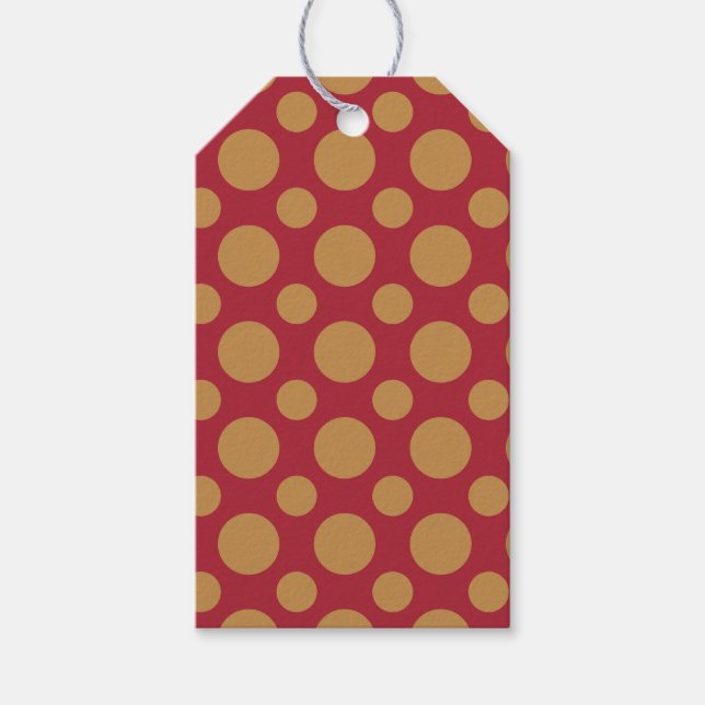 Goldpunkte auf Rot Geschenkanhänger (Vorderseite)