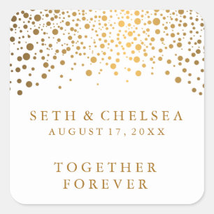 Goldpunkte für Hochzeitstag   Personalisieren Quadratischer Aufkleber