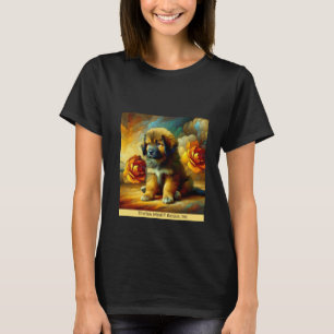 Goldpuppy mit Blume T-Shirt
