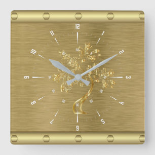 Goldquadrat Quadratische Wanduhr