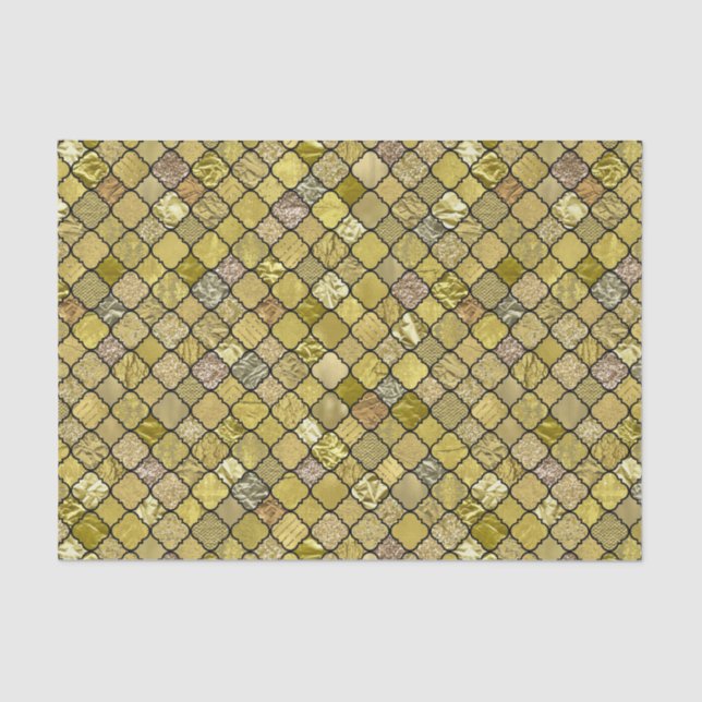 GoldQuatrefoil Folien-Glitzer Seidenpapier (Vorderseite)