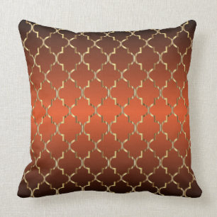 GoldQuatrefoil Muster auf gebrannter Orange Kissen