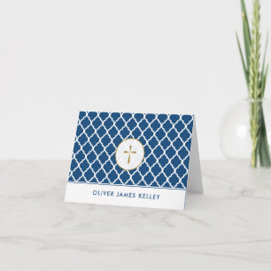 Goldquerereligiöse danken Ihnen, Marine Quatrefoil Dankeskarte