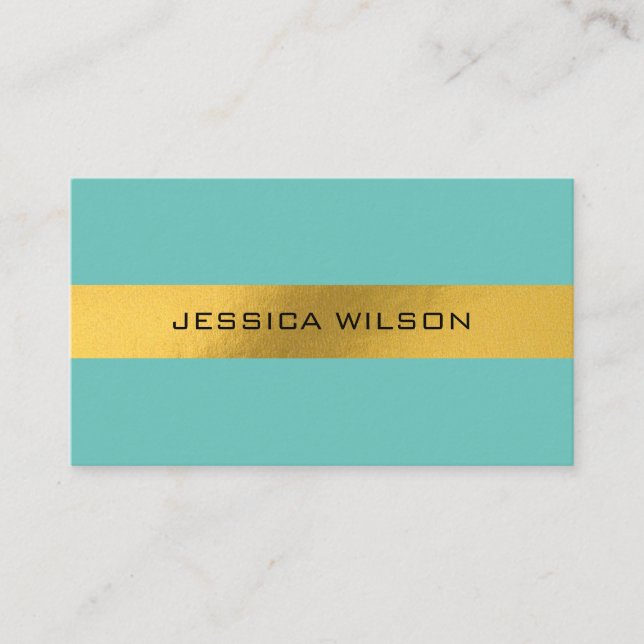 Goldrahmen aus Chic-Folie blau türkisfarbene Visit Visitenkarte (Vorderseite)