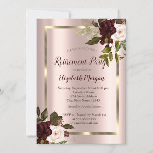 Goldrahmen, Burgund-Rose, Rose-Gold-Rente Einladung